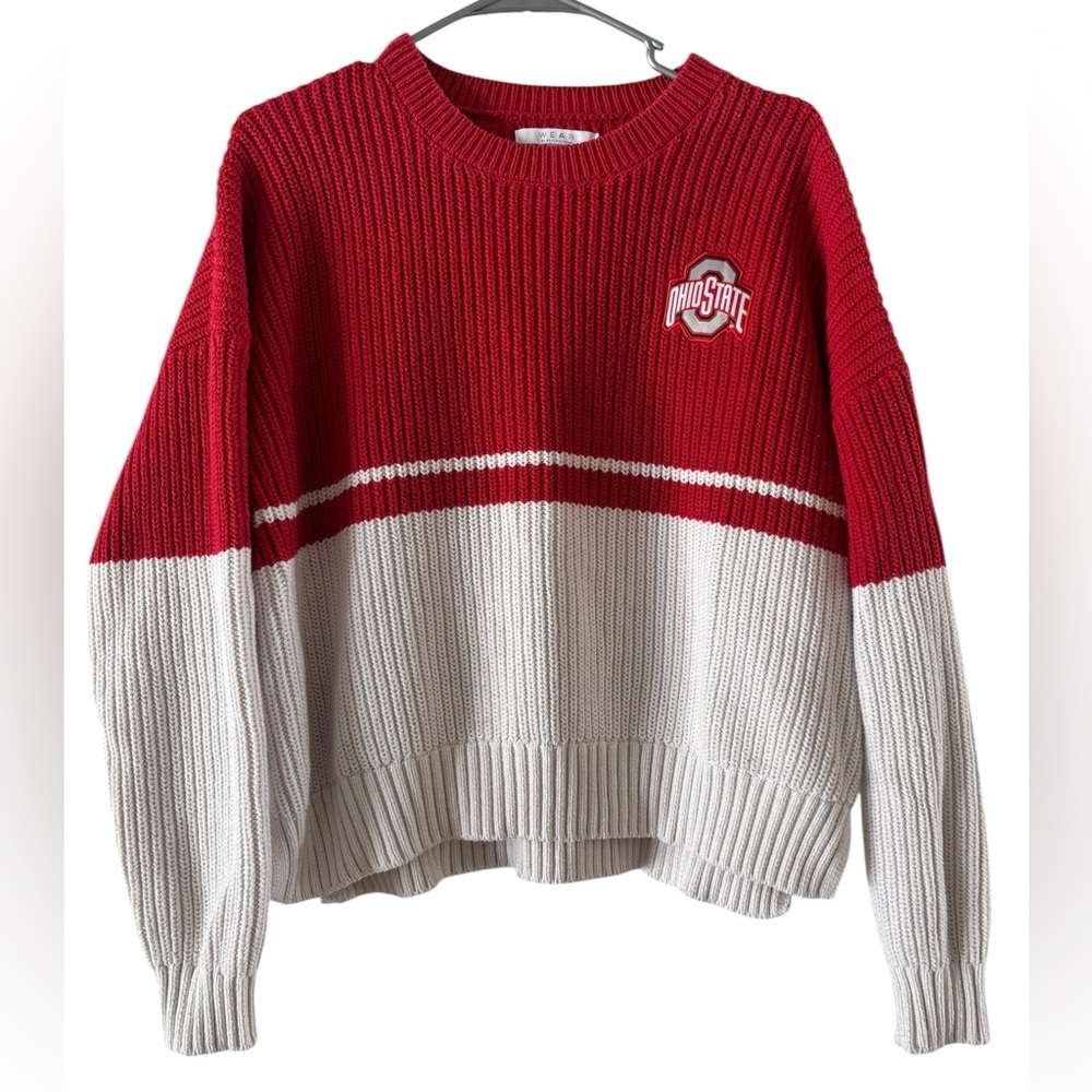 Wear by Erin Andrews Ohio State Buckeyes Knit Crop Chunky Sweater Size Medium